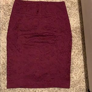 NWOT Maroon Lace Pencil Skirt